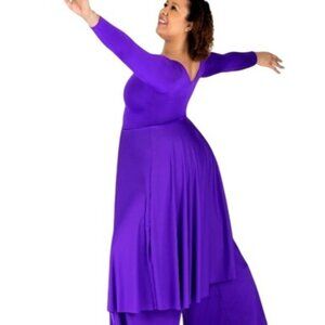 Baltogs Womens Long Sleeve Worship Circle Dress Praise M Dance Purple BT5190